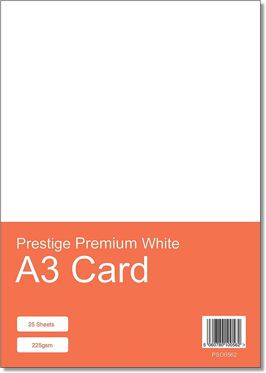 Prestige A3 White Card - 225gsm - 25 Sheets — smooth