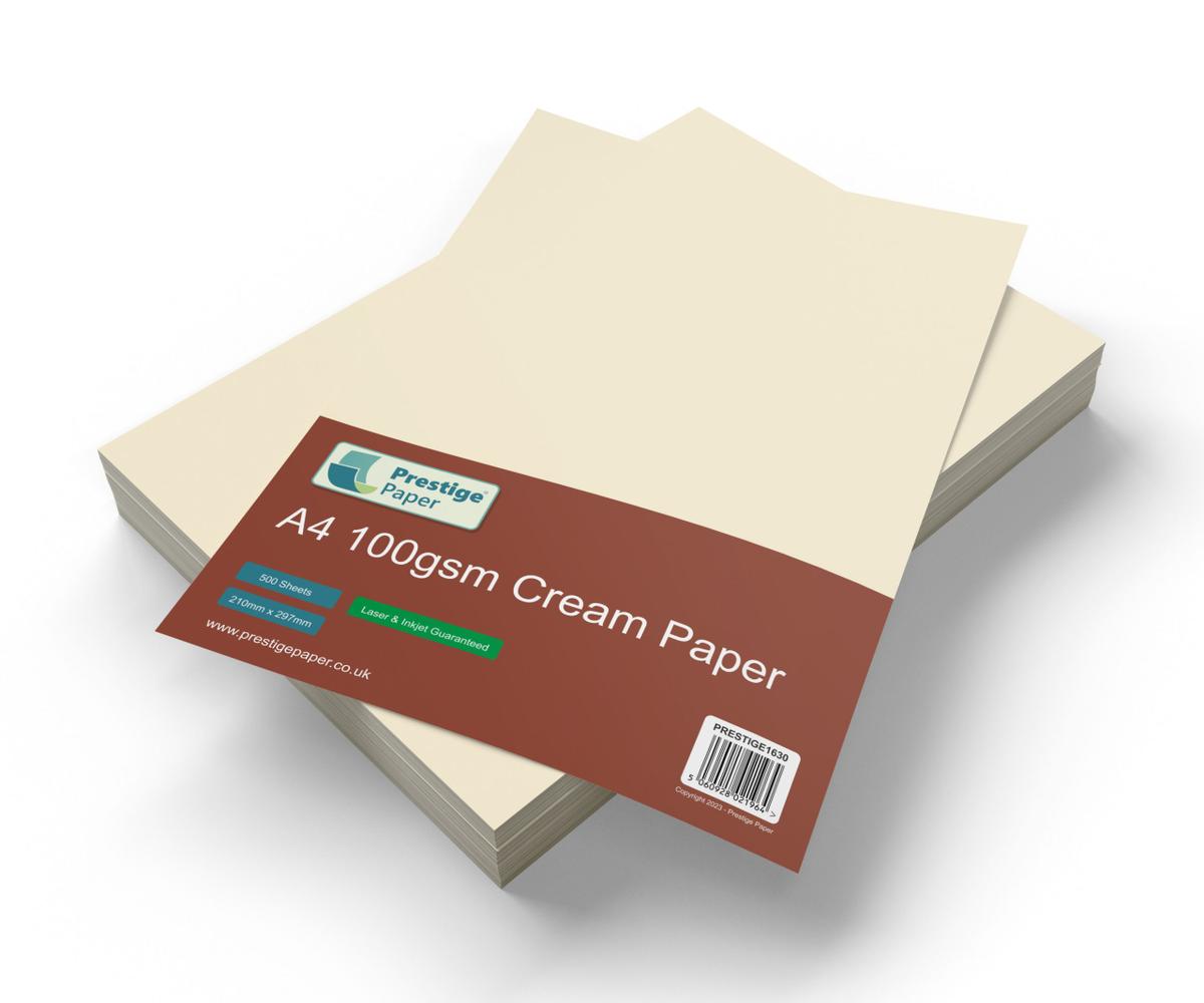 Prestige A4 Cream Coloured Paper Pack - 100gsm - 500 Sheets — smooth