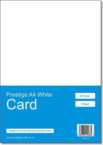 Prestige A4 White Card - 225gsm - 25 Sheets