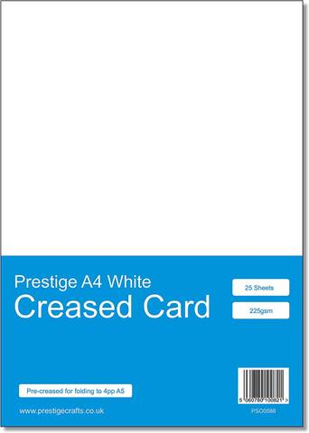 Prestige A4 White Card Creased for Folding to 4pp A5 - 225gsm - 25 Sheets