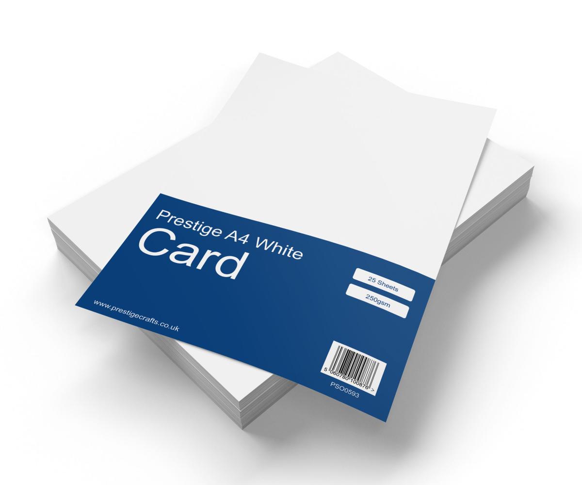 Prestige A4 White Card - 250gsm - 25 Sheets — smooth
