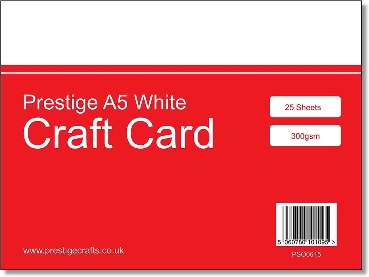 Prestige A5 White 300gsm Card Pack x 25 Sheets — smooth