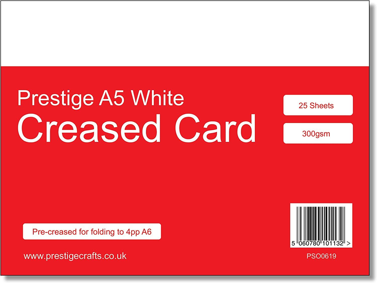 Prestige A5 300gsm White Card Pack Pre-Creased for Folding to 4pp A6 - 25 Sheets