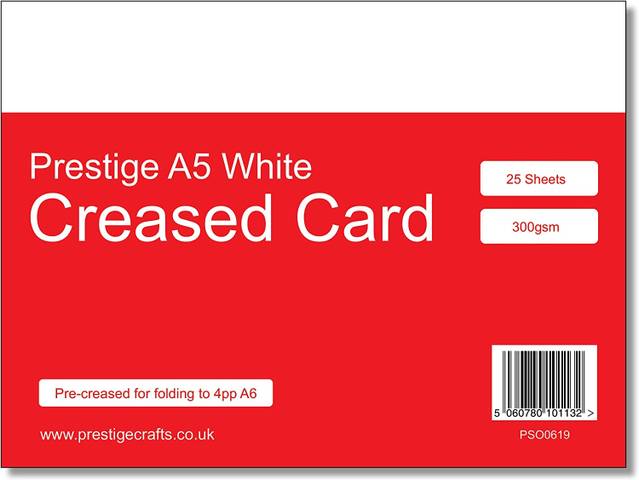 Prestige A5 300gsm White Card Pack Pre-Creased for Folding to 4pp A6 - 25 Sheets