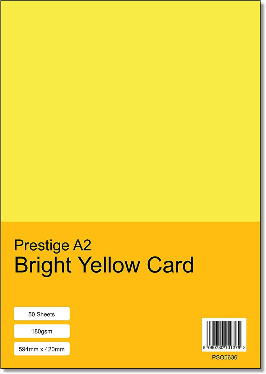 Prestige A2 Bright Yellow 180gsm Card x 50 Sheets — smooth