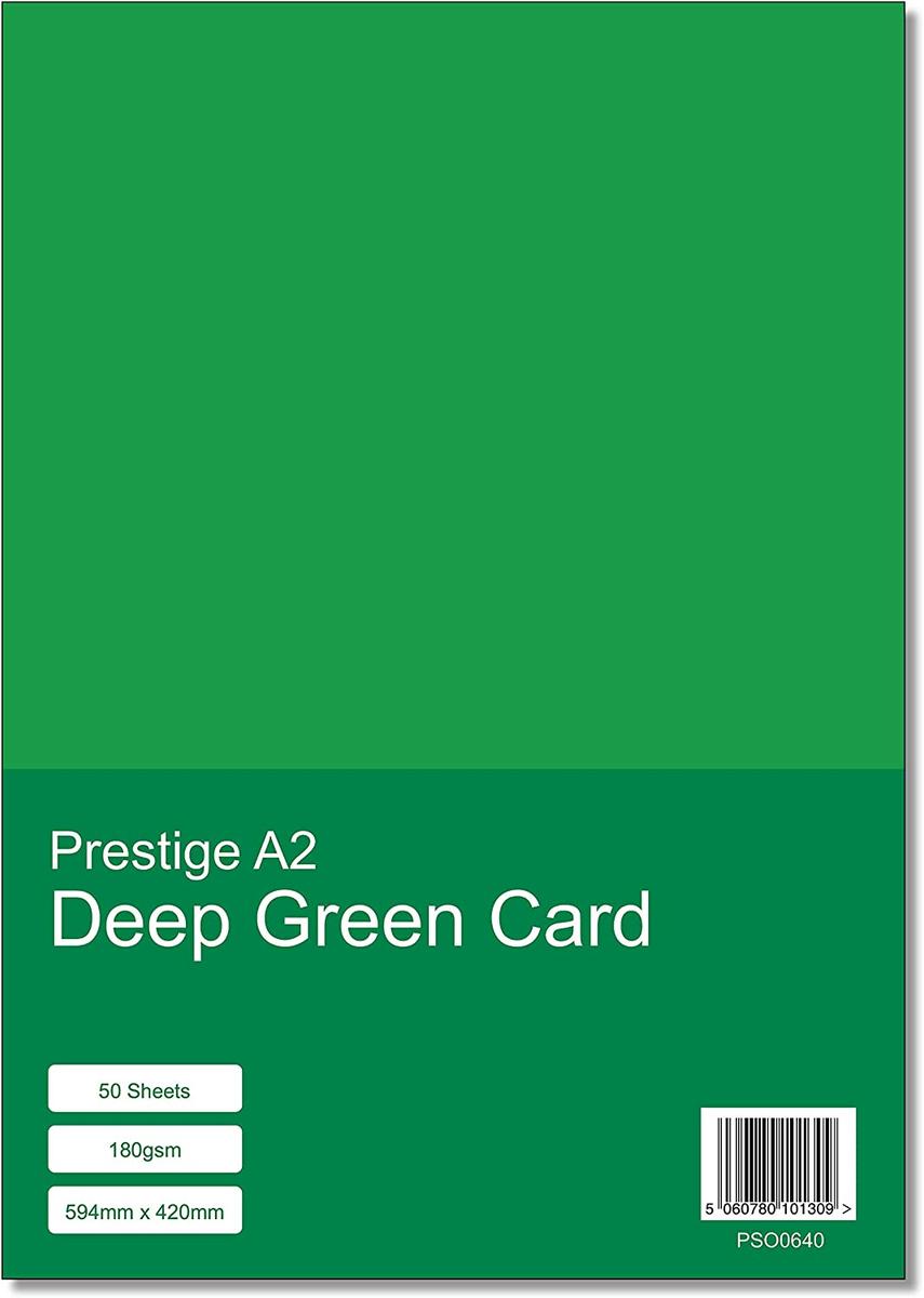 Prestige A2 Deep Green 180gsm Card x 50 Sheets — smooth