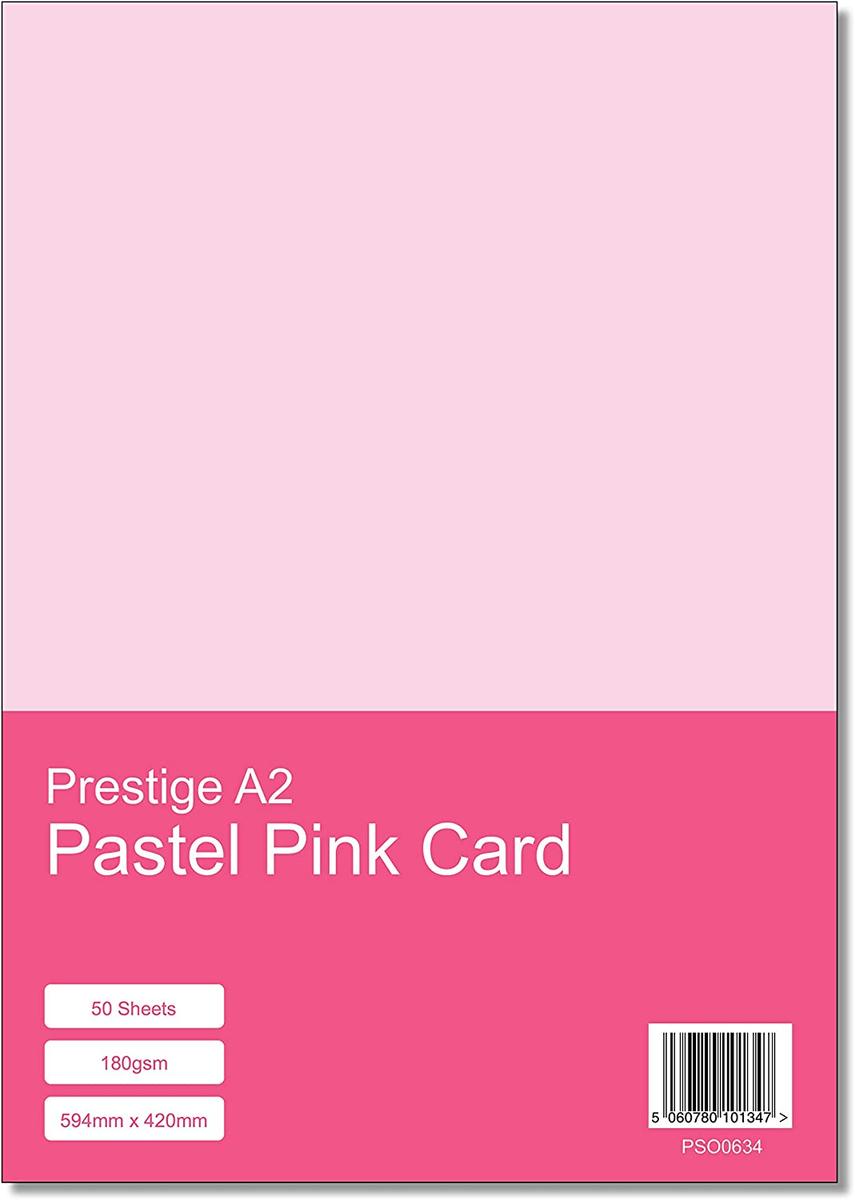 Prestige A2 Pastel Pink 180gsm Card x 50 Sheets — smooth