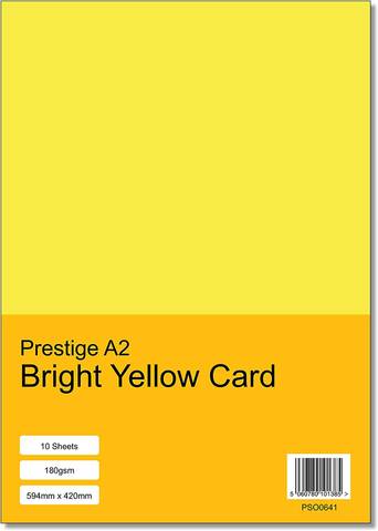 Prestige A2 Bright Yellow 180gsm Card x 10 Sheets