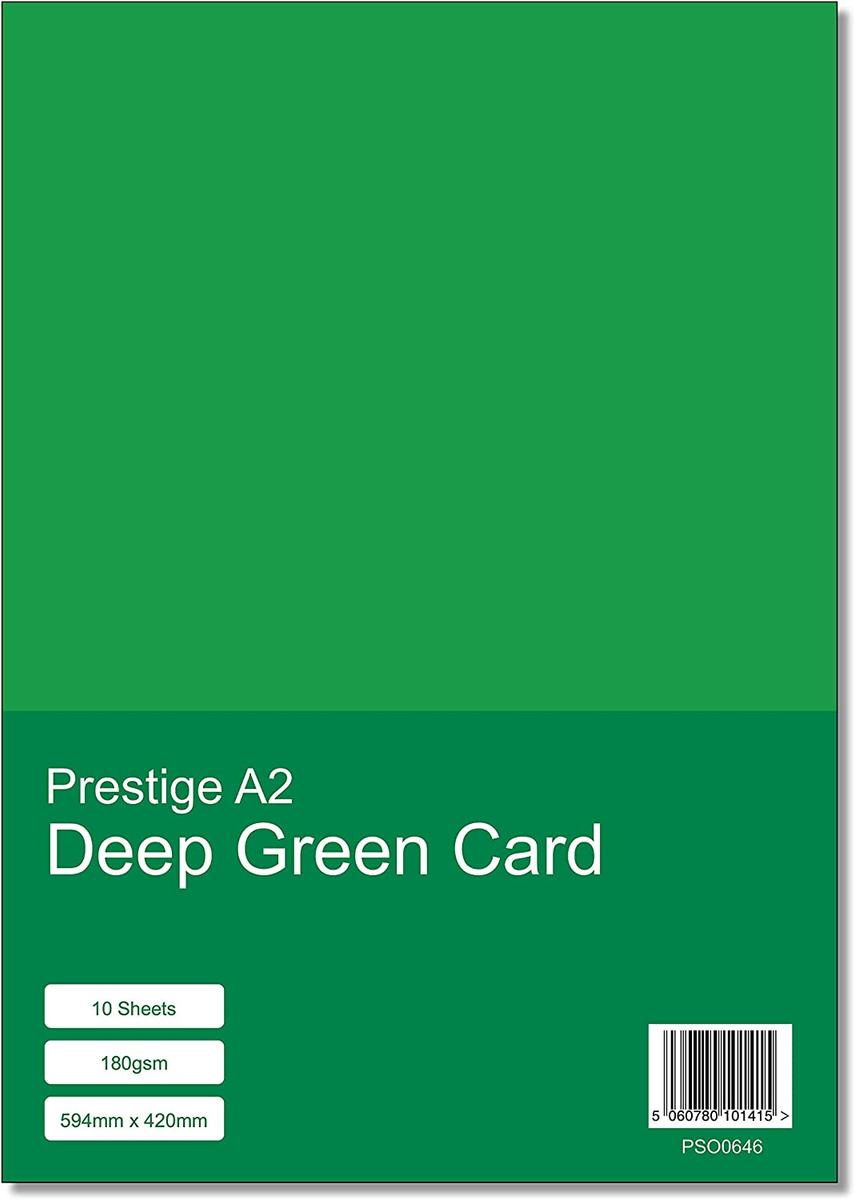 Prestige A2 Deep Green 180gsm Card x 10 Sheets — smooth