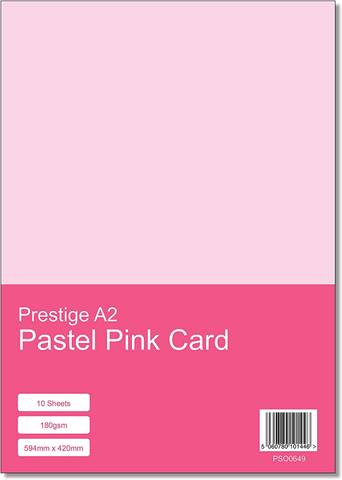 Prestige A2 Pastel Pink 180gsm Card x 10 Sheets