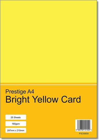 Prestige A4 Bright Yellow 180gsm Card x 25 Sheets