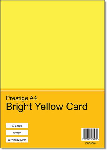 Prestige A4 Bright Yellow 180gsm Card x 50 Sheets