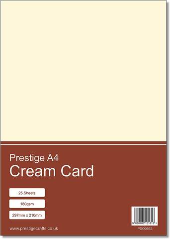 Prestige A4 Cream Card - 180gsm - 25 Sheets