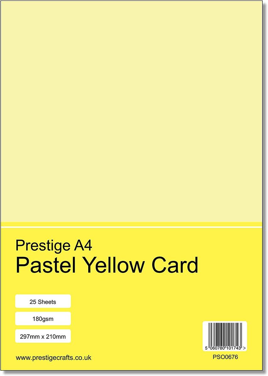Prestige A4 Pastel Yellow Card - 180gsm - 25 Sheets — smooth