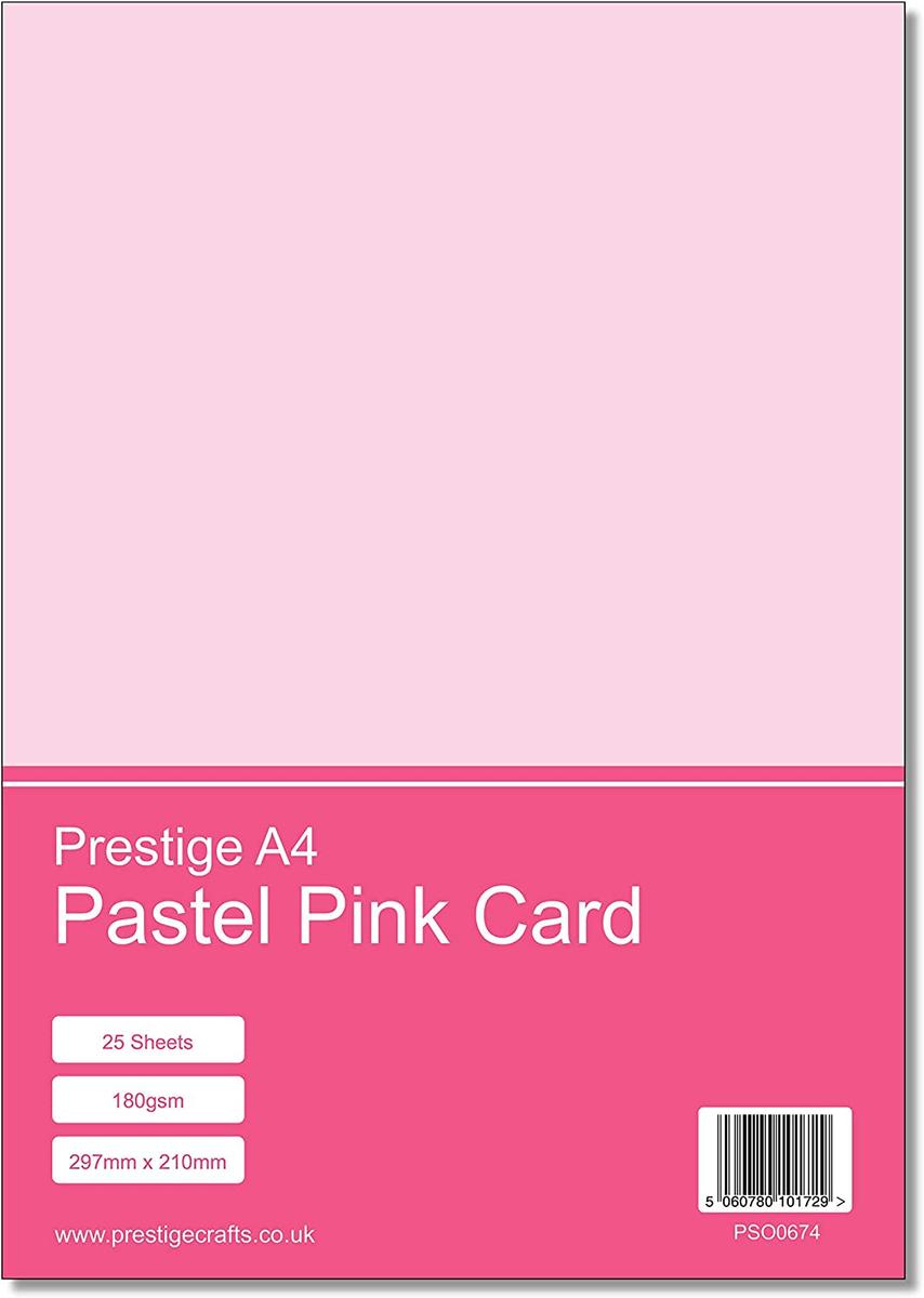 Prestige A4 Pastel Pink Card - 180gsm - 25 Sheets — smooth