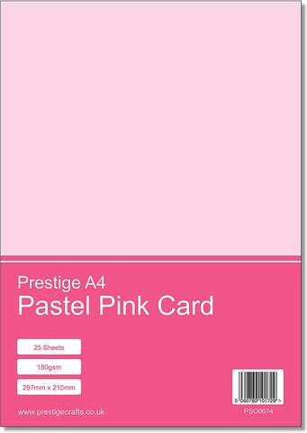 Prestige A4 Pastel Pink Card - 180gsm - 25 Sheets