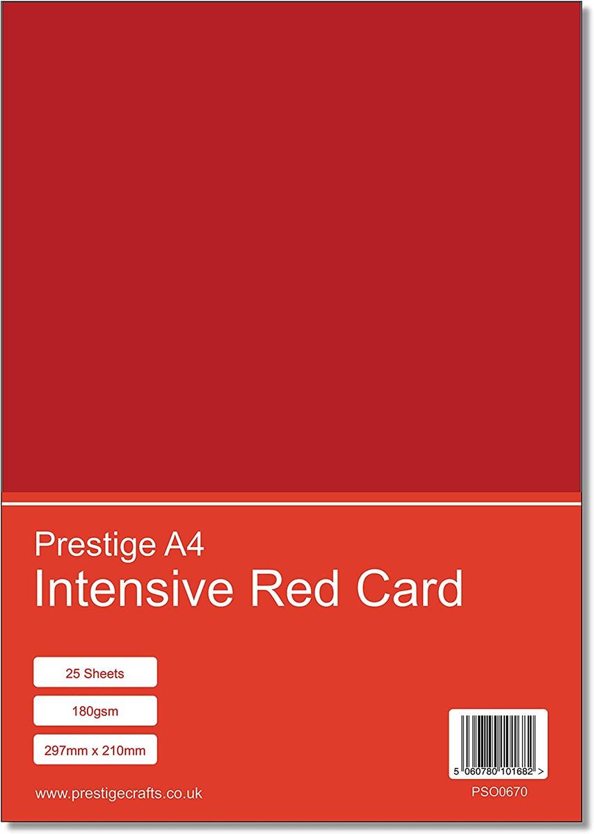 Prestige A4 Intensive Red Card - 180gsm - 25 Sheets — smooth