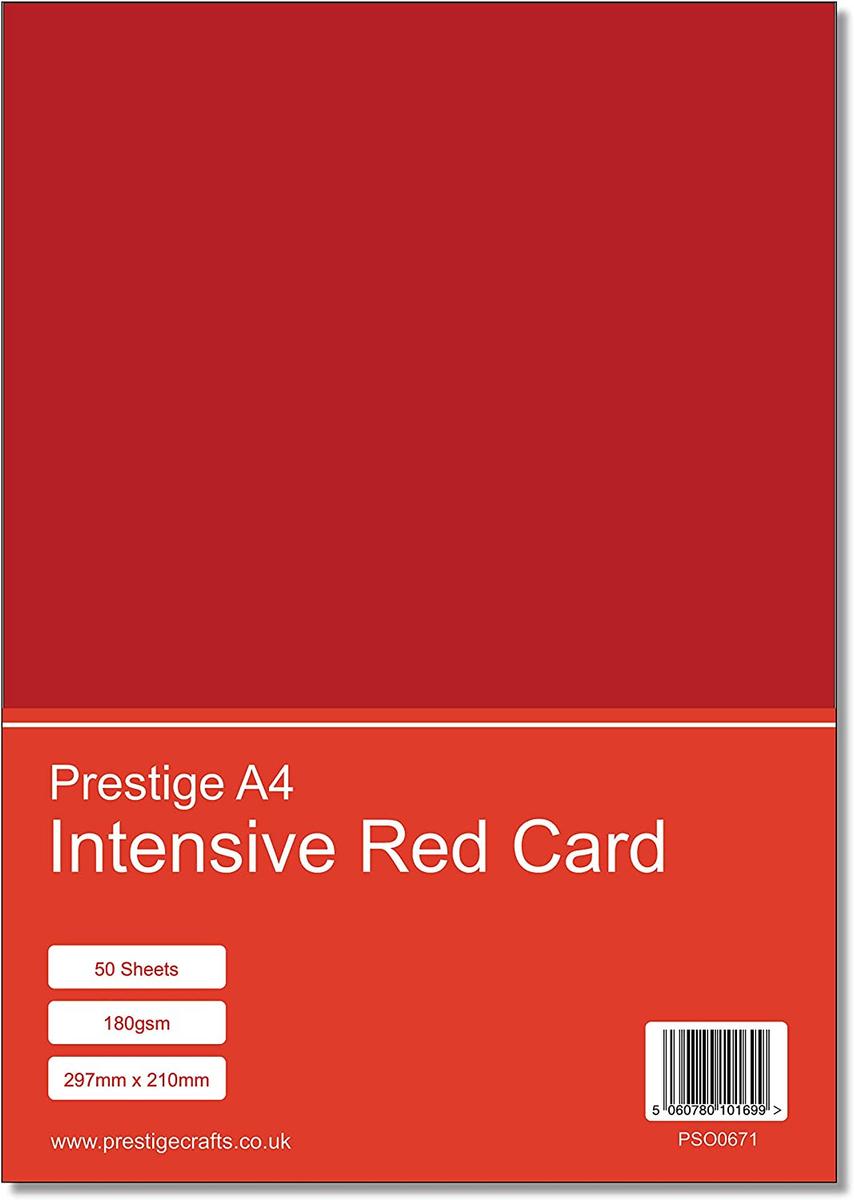 Prestige A4 Intensive Red Card - 180gsm - 50 Sheets — smooth