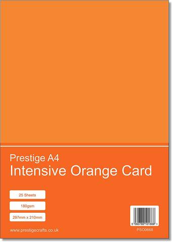 Prestige A4 Intensive Orange Card - 180gsm - 25 Sheets