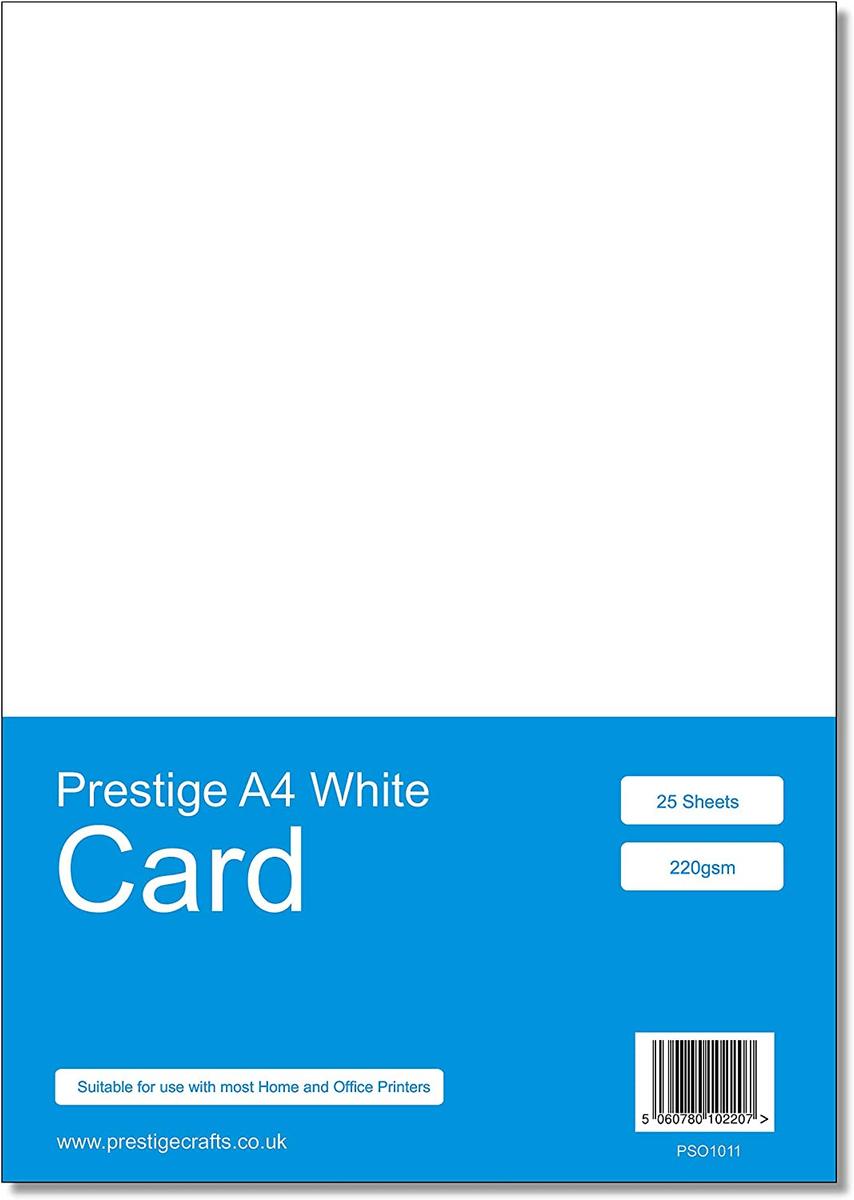Prestige A4 220gsm White Card - 25 Sheets — smooth