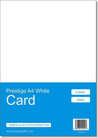 Prestige A4 220gsm White Card - 25 Sheets