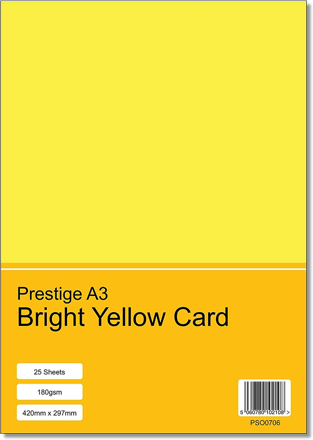 Prestige A3 Bright Yellow 180gsm Card x 50 Sheets