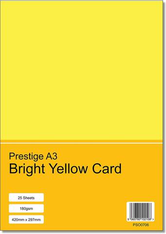 Prestige A3 Bright Yellow 180gsm Card x 50 Sheets