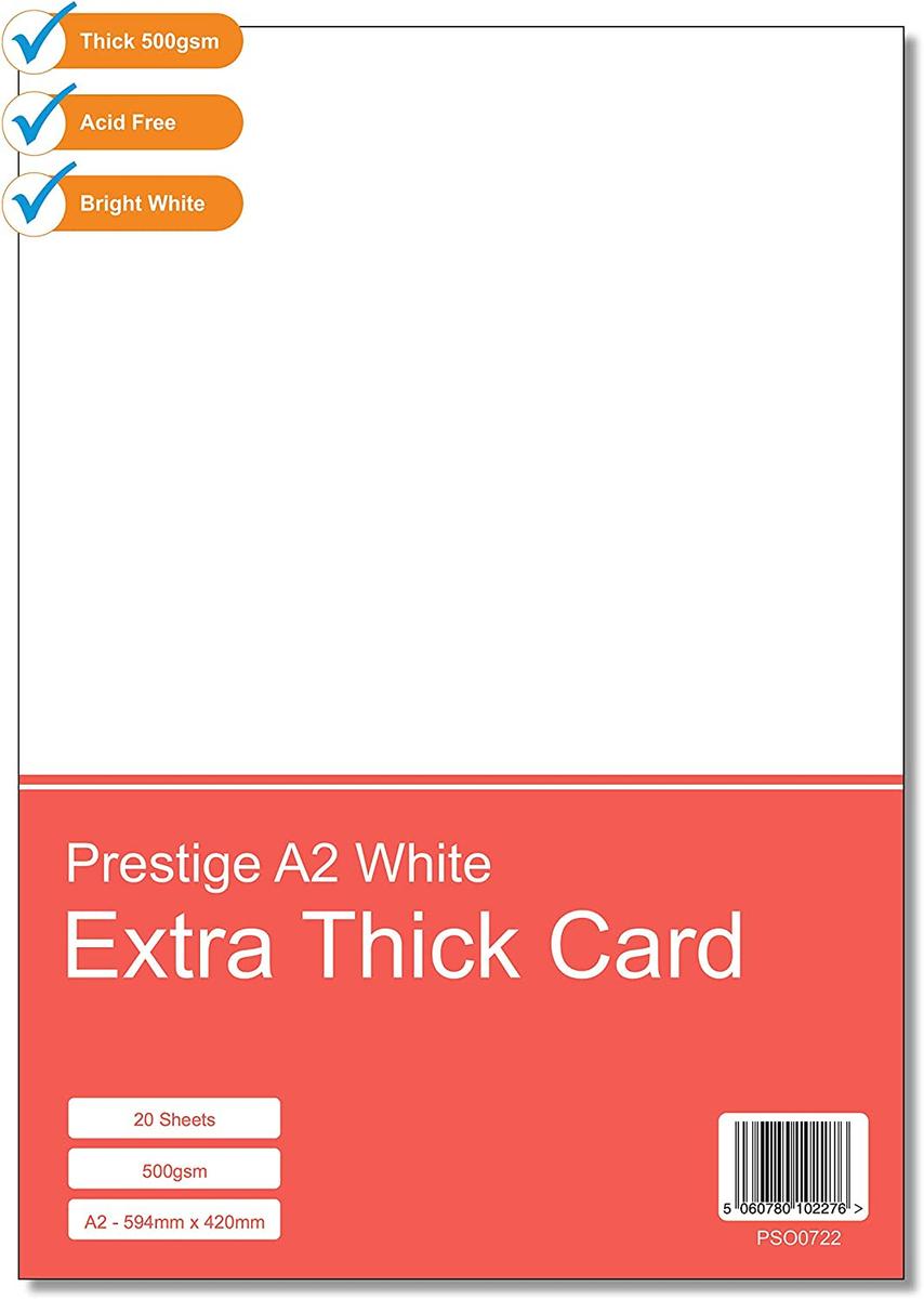 Prestige A2 White 500gsm Card - 20 Sheets — smooth