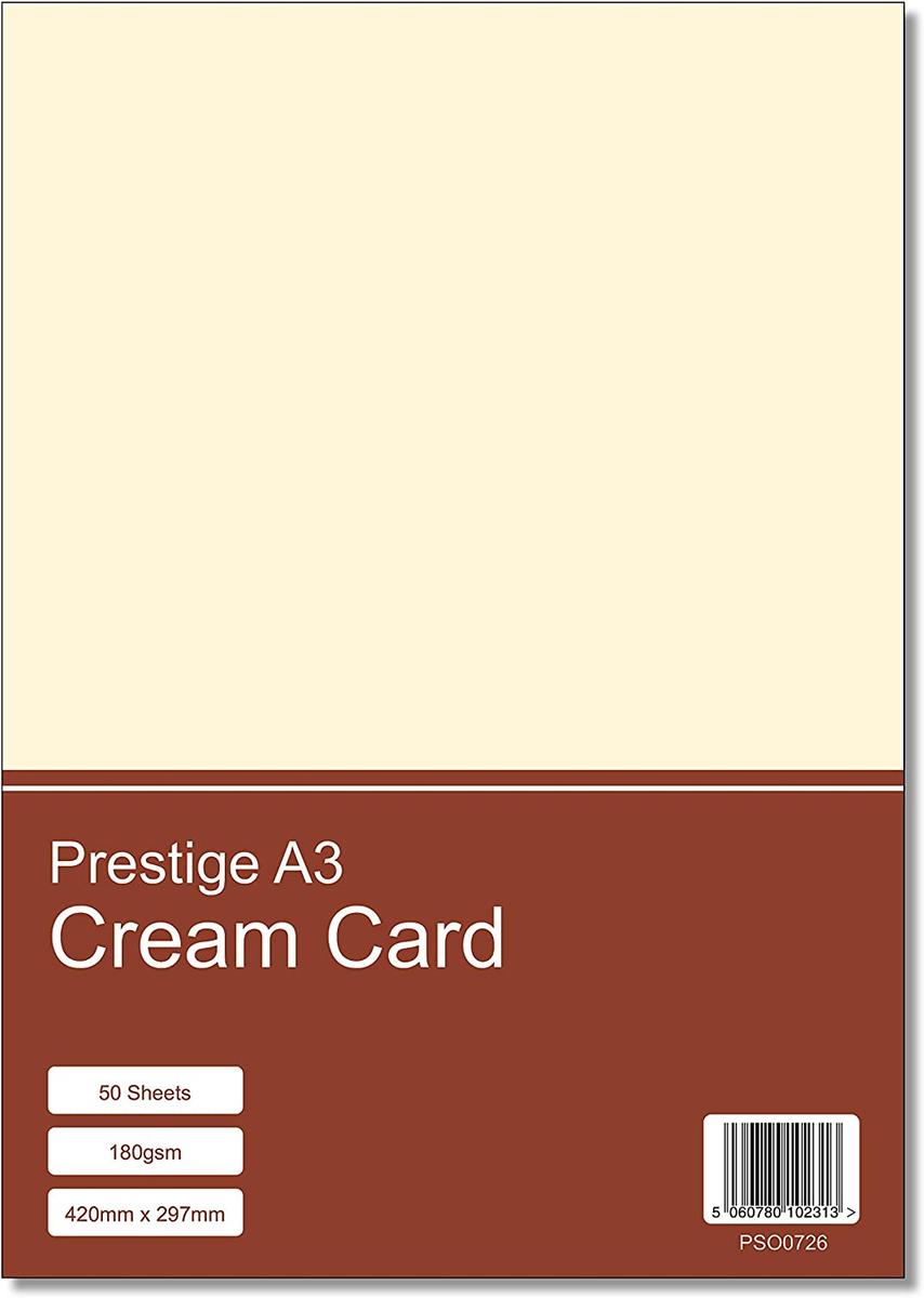 Prestige A3 Cream 180gsm Craft Card x 50 Sheets — smooth