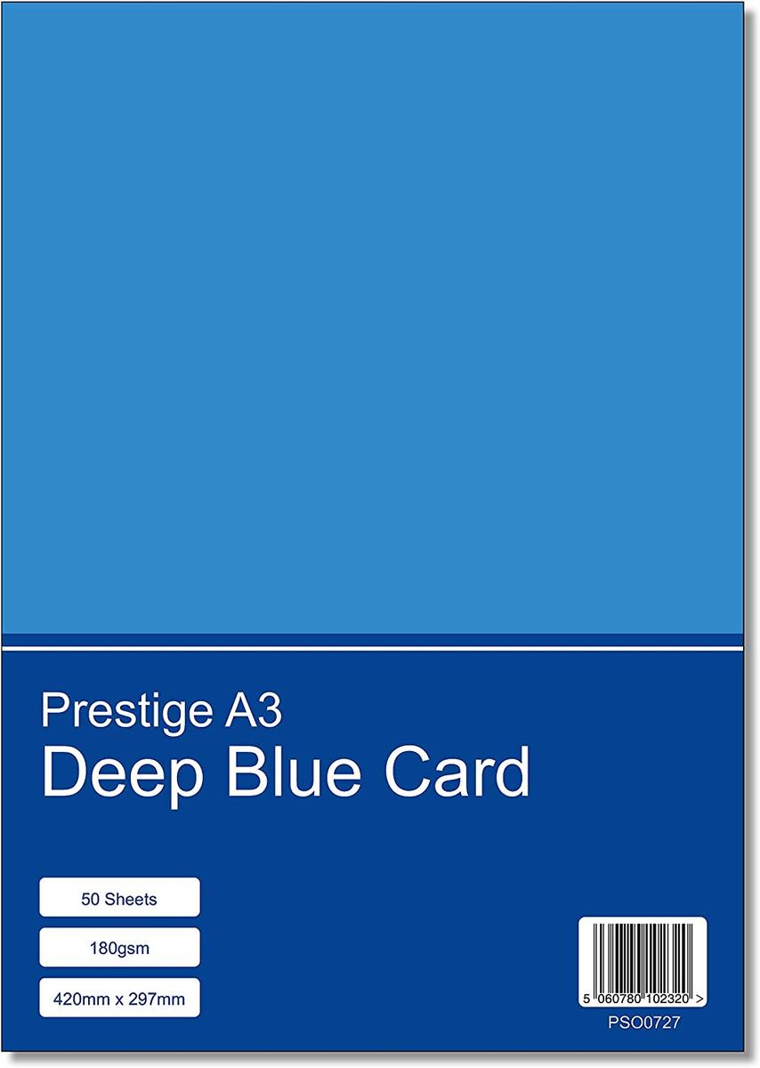 Prestige A3 Deep Blue 180gsm Craft Card x 50 Sheets — smooth