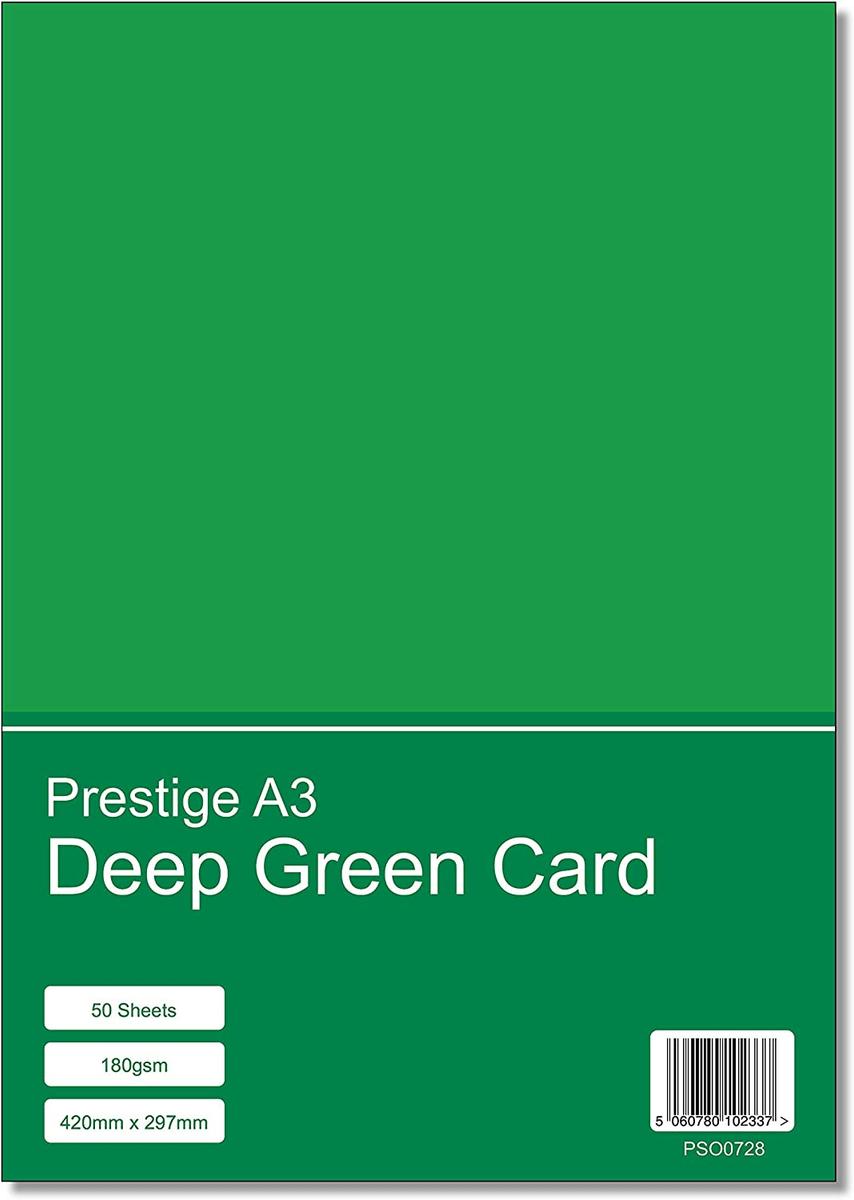 Prestige A3 Deep Green 180gsm Craft Card x 50 Sheets — smooth