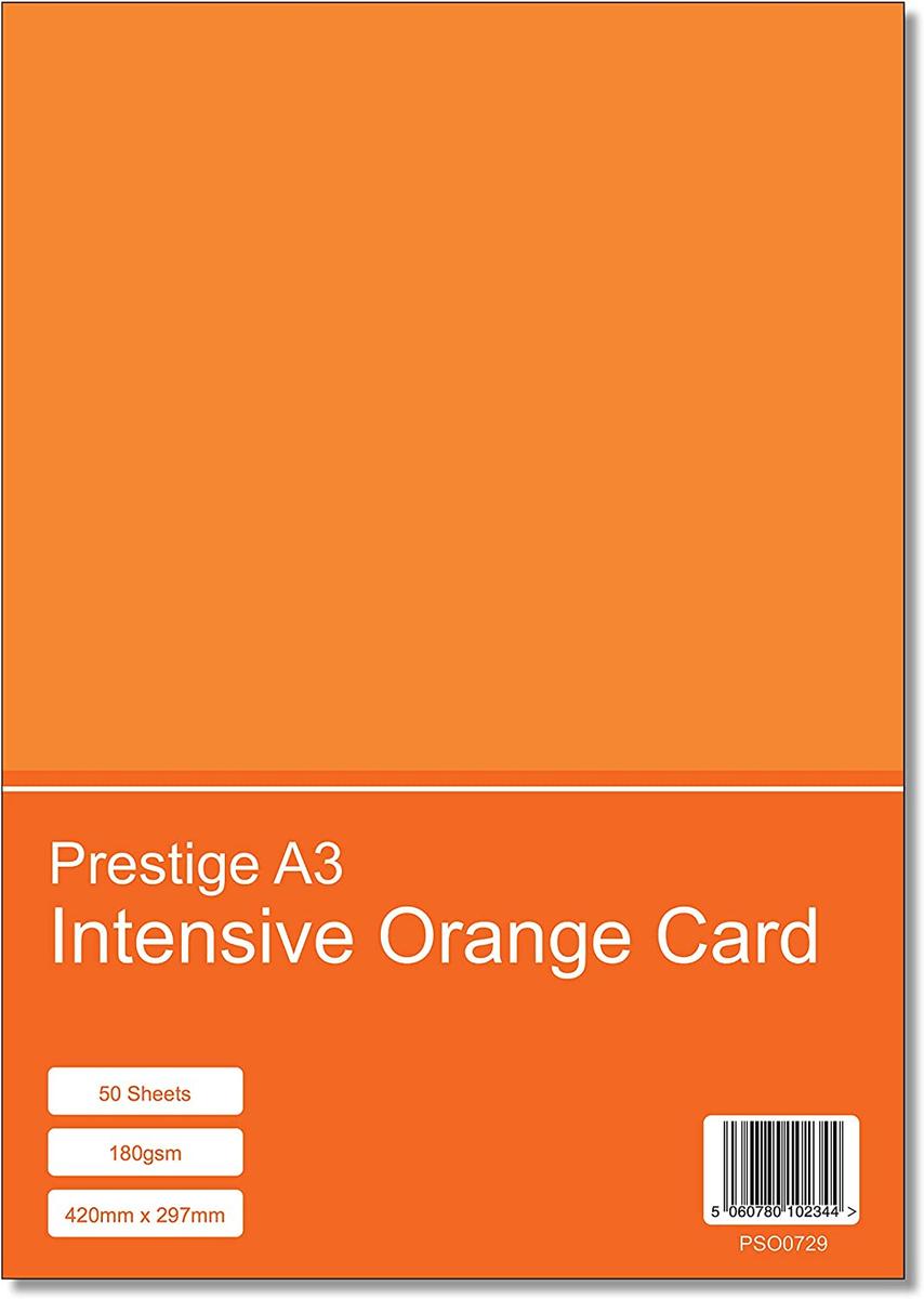 Prestige A3 Intensive Orange 180gsm Craft Card x 50 Sheets — smooth