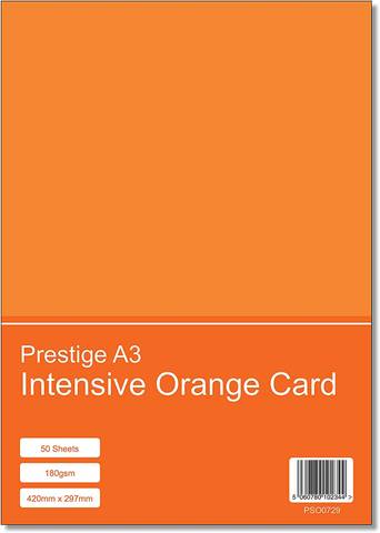 Prestige A3 Intensive Orange 180gsm Craft Card x 50 Sheets