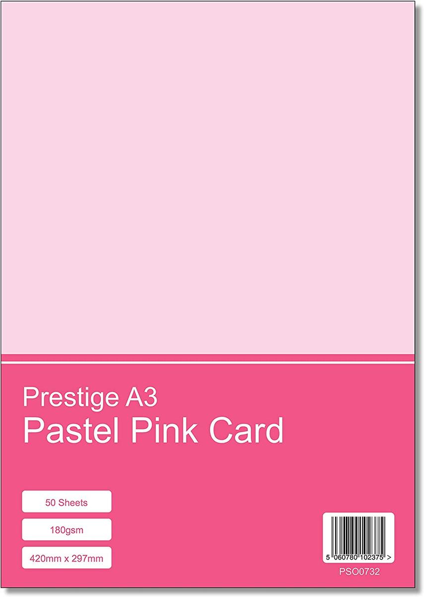 Prestige A3 Pink 180gsm Craft Card x 50 Sheets — smooth