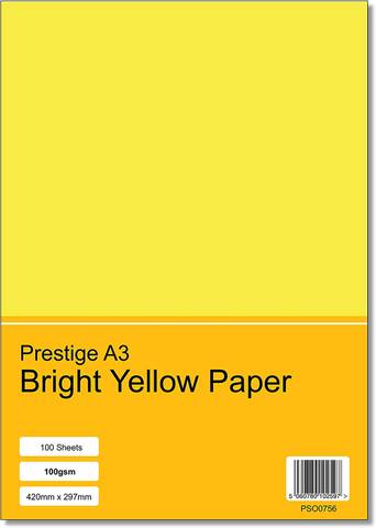 Prestige A3 Bright Yellow 100gsm Paper x 100 Sheets