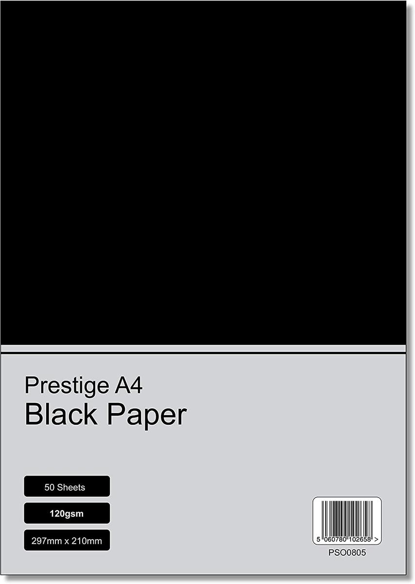 Prestige A4 Black 120gsm Craft Paper x 50 Sheets — smooth