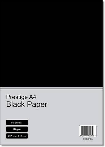 Prestige A4 Black 120gsm Craft Paper x 50 Sheets