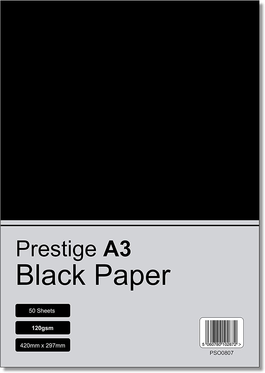Prestige A3 Black 120gsm Craft Paper x 50 Sheets