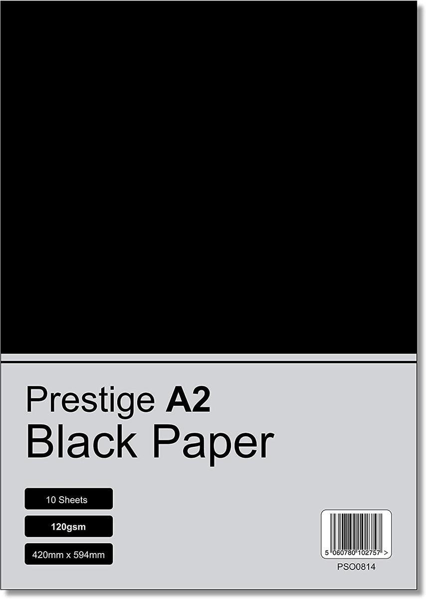 Prestige A2 Black 120gsm Craft Paper x 10 Sheets — smooth