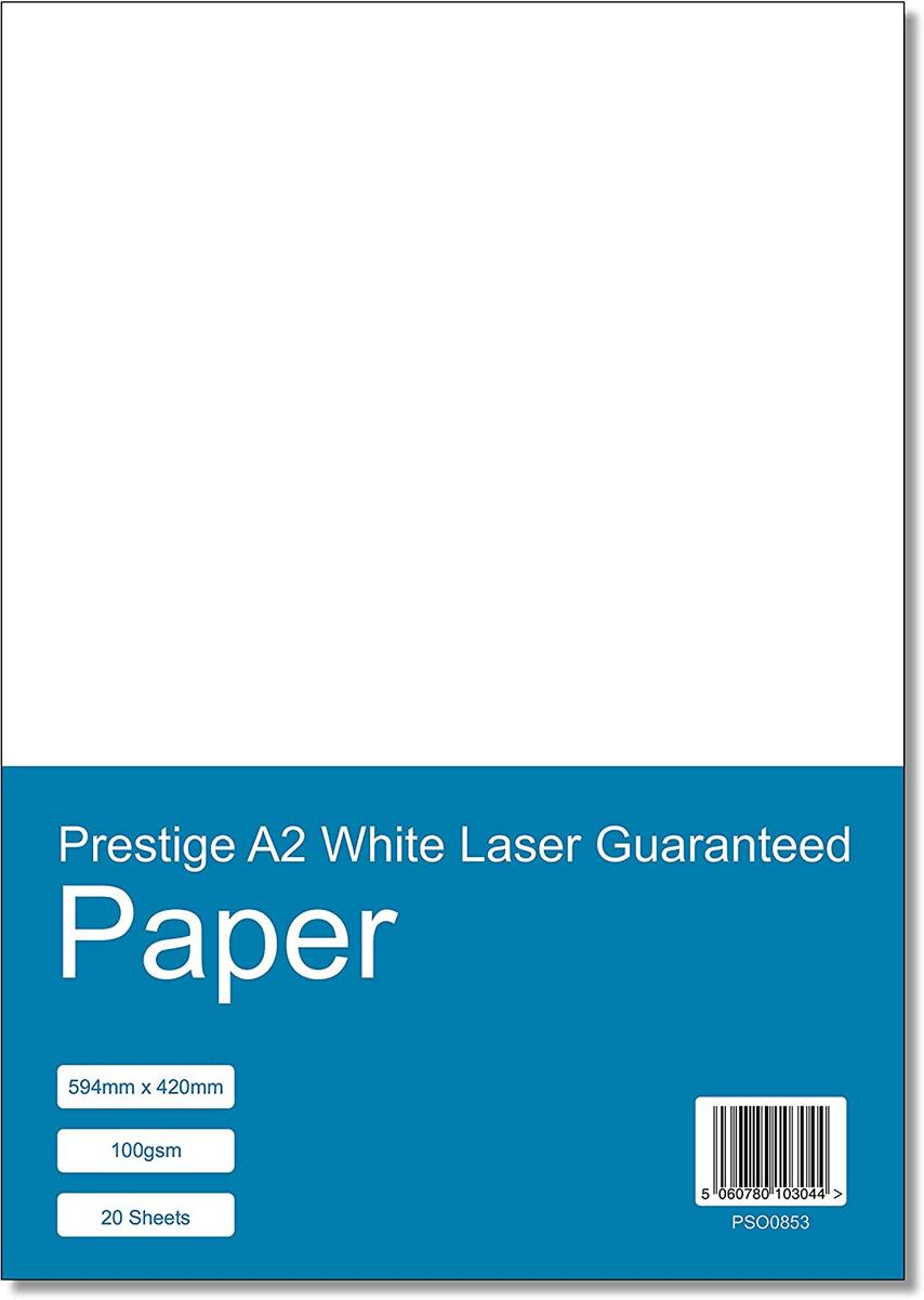 Prestige A2 White Paper Laser Guaranteed 100gsm - 20 Sheets — smooth