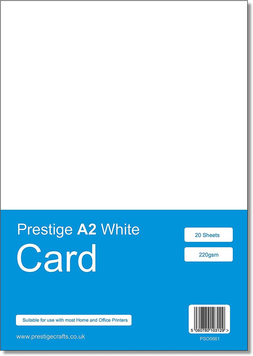 Prestige A2 White Craft Card - 220gsm - 20 Sheets — smooth
