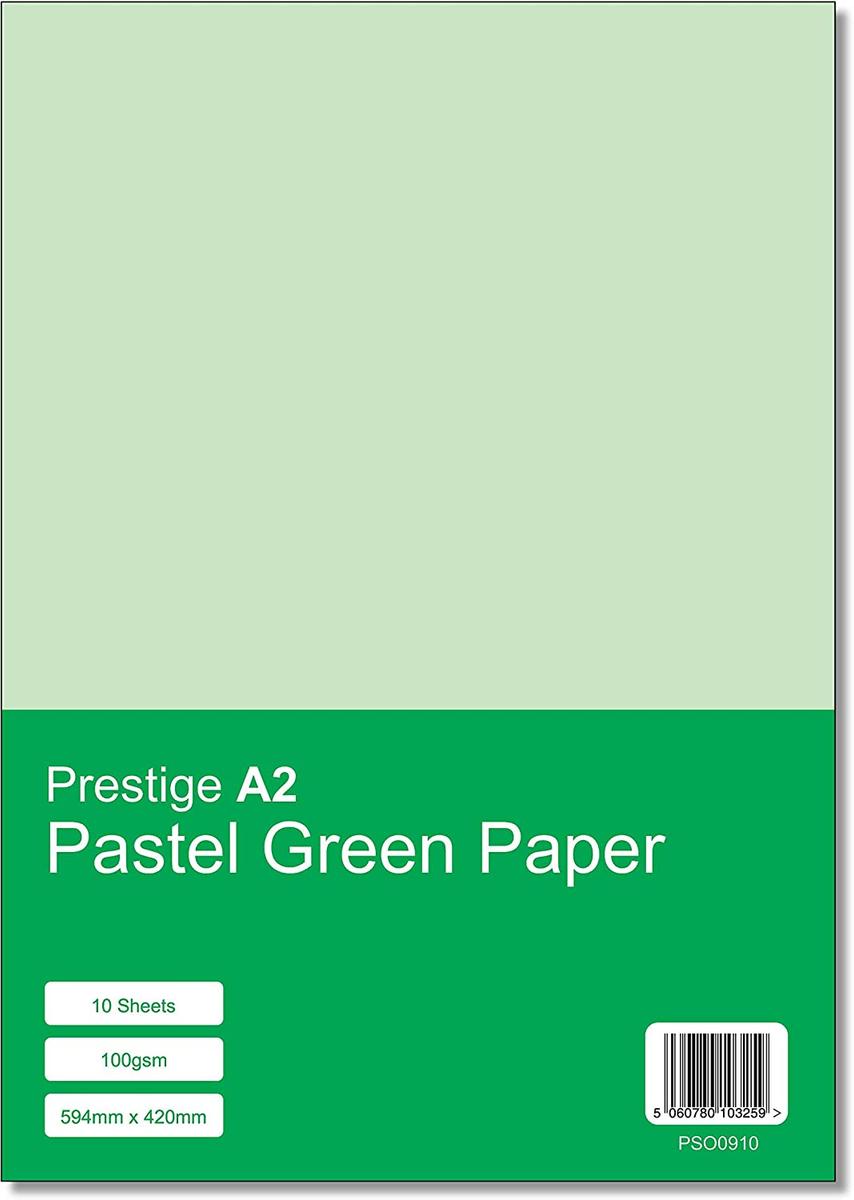 Prestige A2 Pastel Green 100gsm Paper x 10 Sheets — smooth