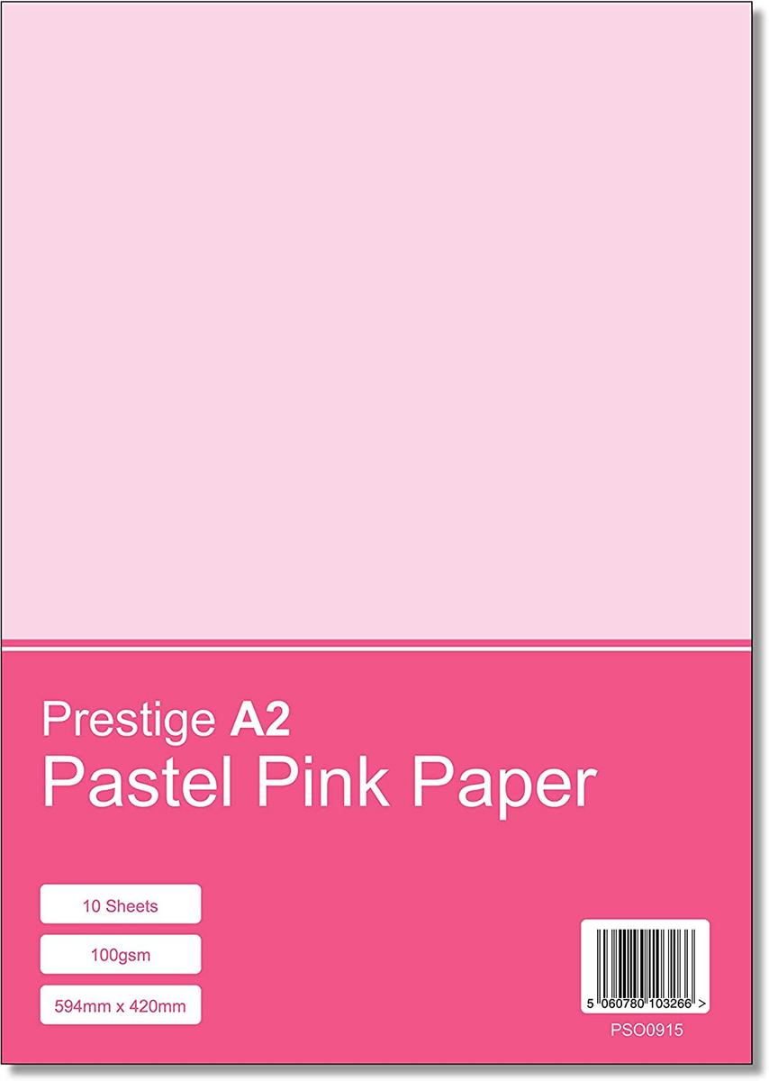 Prestige A2 Pastel Pink 100gsm Paper x 10 Sheets — smooth