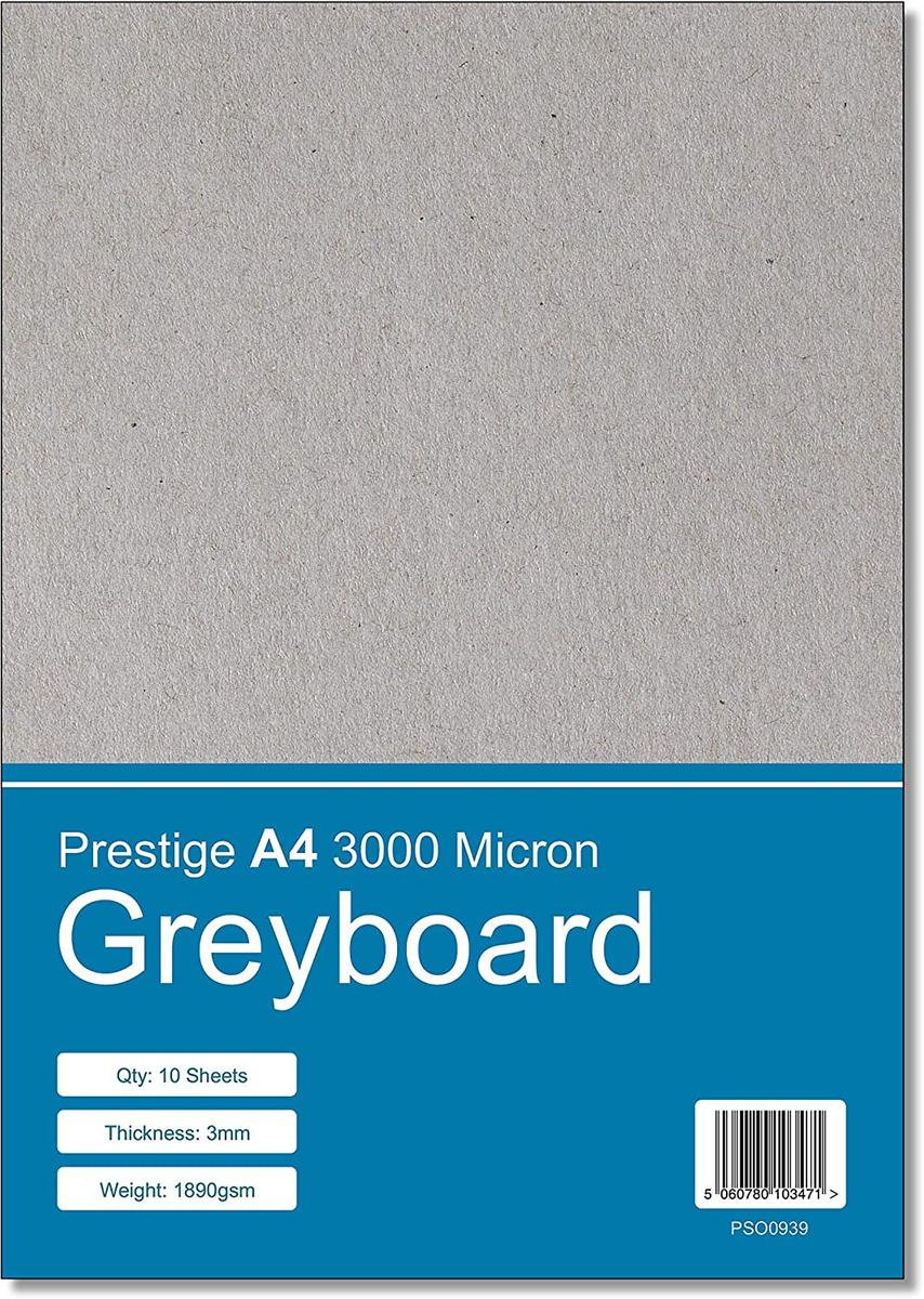 Prestige A4 Greyboard 3000mic - 3mm Thick - 10 Sheets — 3000gsm smooth