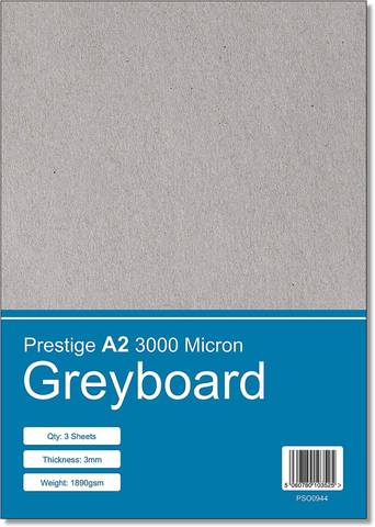 Prestige A2 Greyboard 3000mic - 3mm Thick - 3 Sheets
