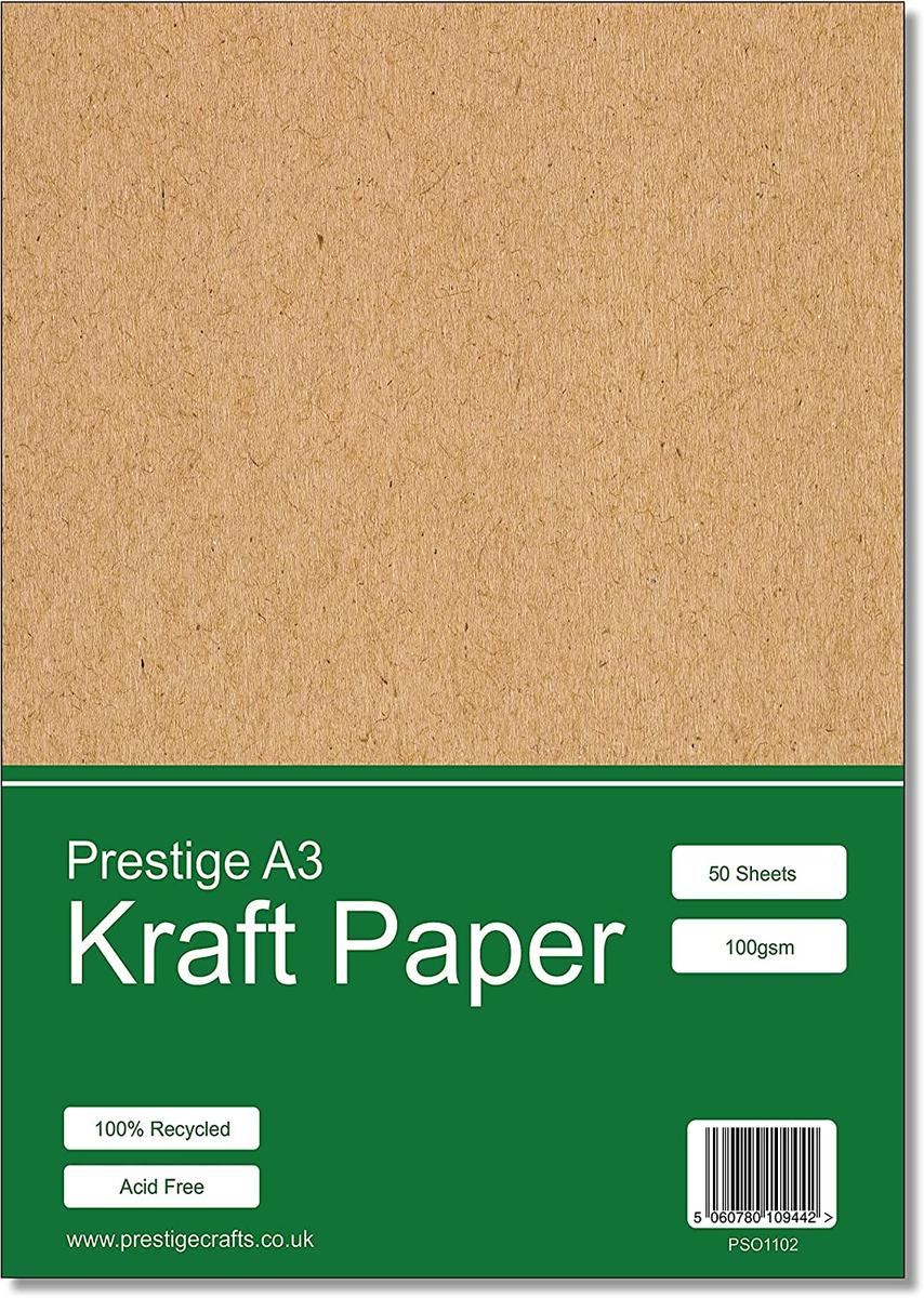 Kraft Paper A3 Recycled 100gsm - 50 Sheets — smooth