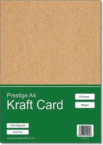 Prestige Kraft Card A4 Recycled 280gsm - 50 Sheets