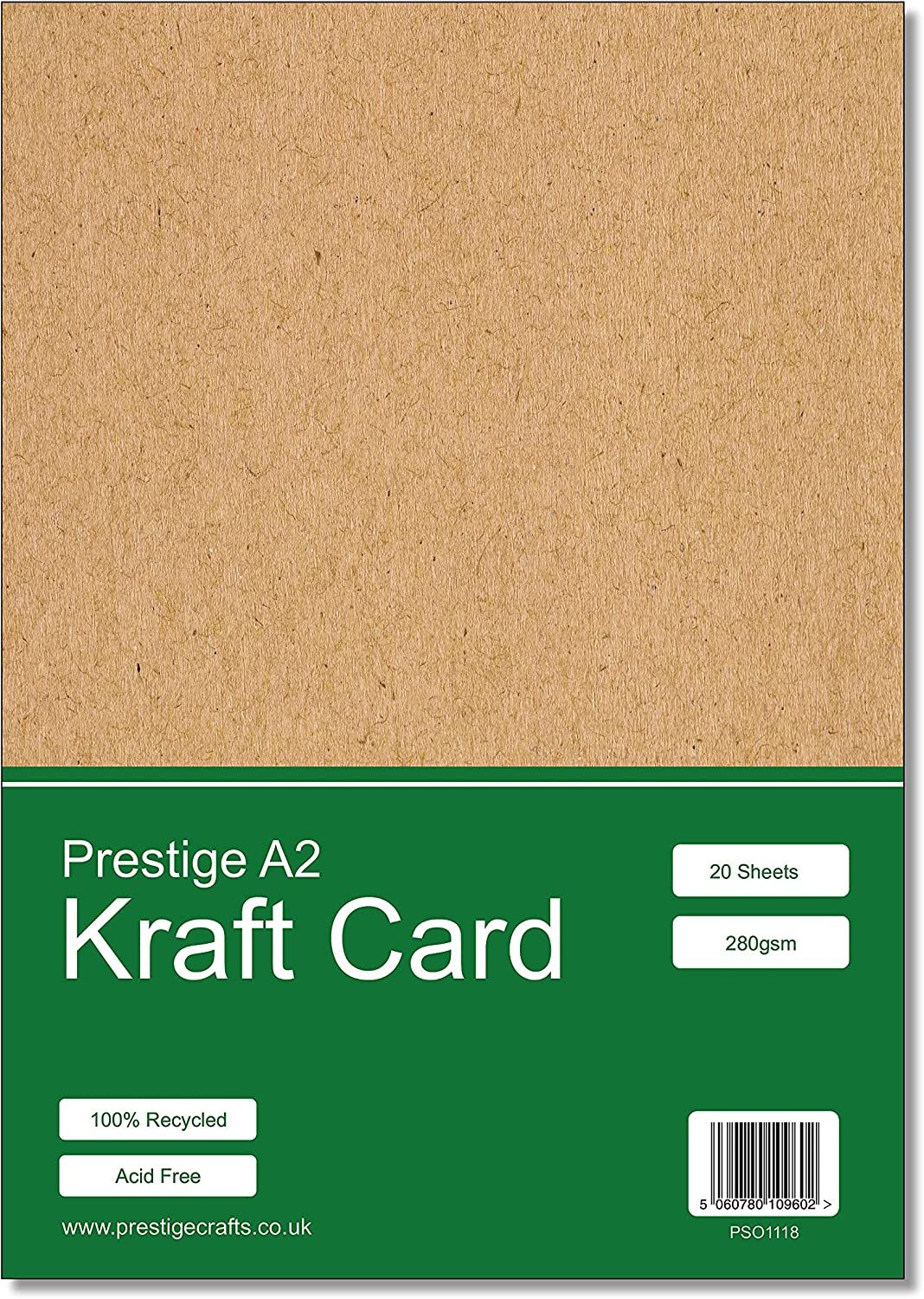 Prestige Kraft Card A2 Recycled 280gsm - 20 Sheets