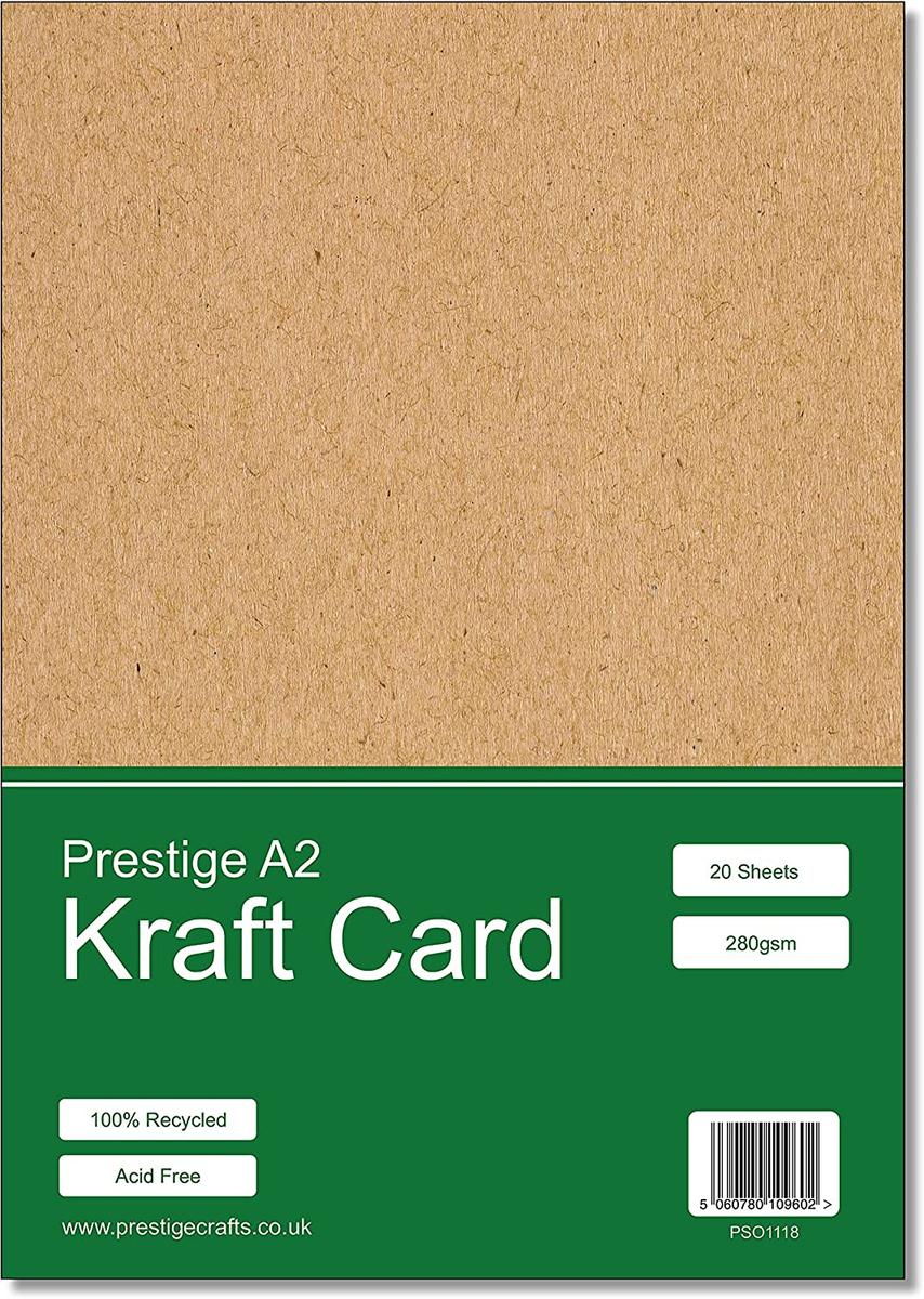 Prestige Kraft Card A2 Recycled 280gsm - 20 Sheets — smooth