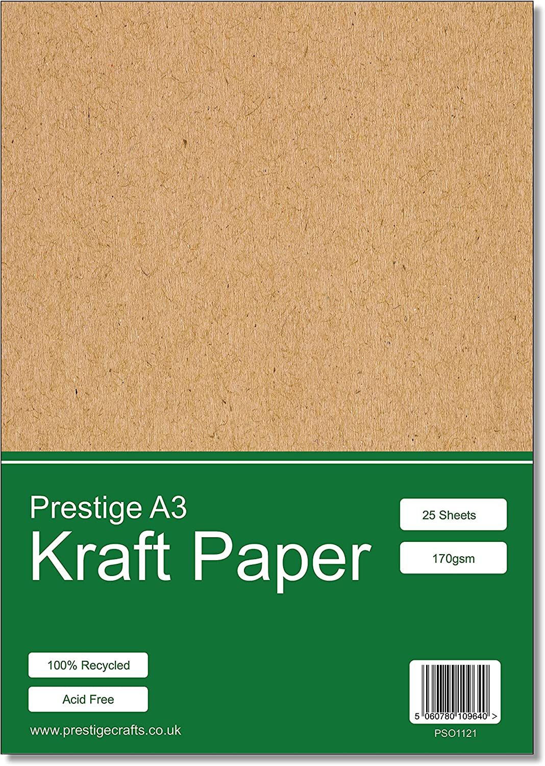 Prestige Kraft Card A3 Recycled 170gsm - 25 Sheets